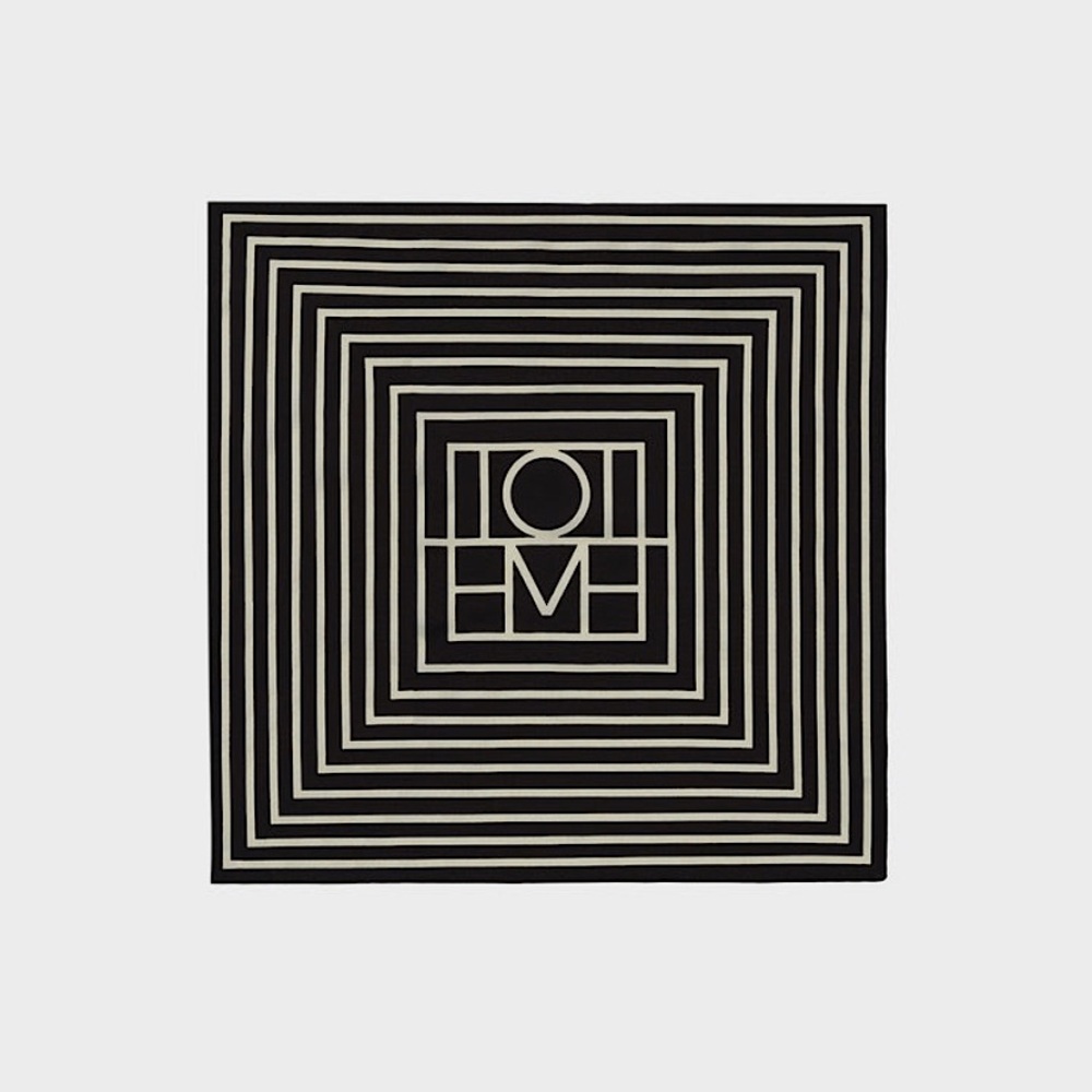 TOTEME 100% SILK SIGNATURE MONOGRAM SQUARE SCARF ELEGANT SCANDI CHIC Black Cream